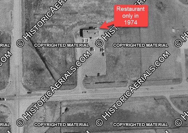 Brass Bell Motel & Restaurant (Oyo Hotel) - 1974 Aerial